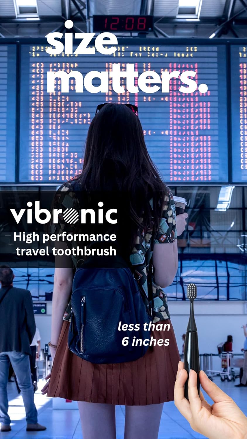 Vibronic Travel Toothbrush - Black - Upgrade to the Future of Travel toothbrushes