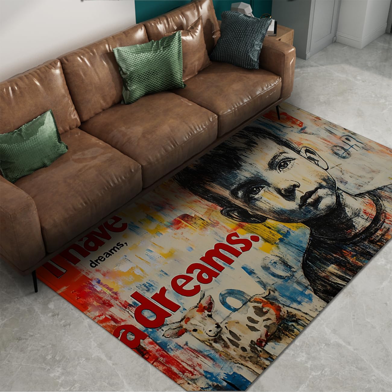 Tapis 100x150cm Graffiti anti-poussière fin et antidérapant pour chambre et salon