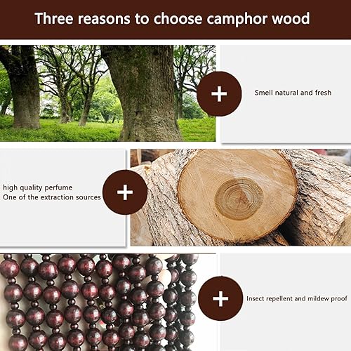 Miniatura 3 de KDDEON Cortinas de cuentas de madera de estilo retro, cortina de bambú con cuentas naturales, cortina de cuentas de madera con borlas, cuerda de