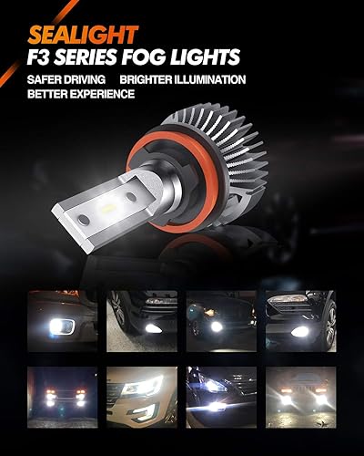 Miniatura 5 de SEALIGHT 5202 5201 PS24W Bombillas LED antiniebla o DRL, 400% más brillante PS19W 9009 bombilla antiniebla para automóvil, 6000K xenón blanco, 16