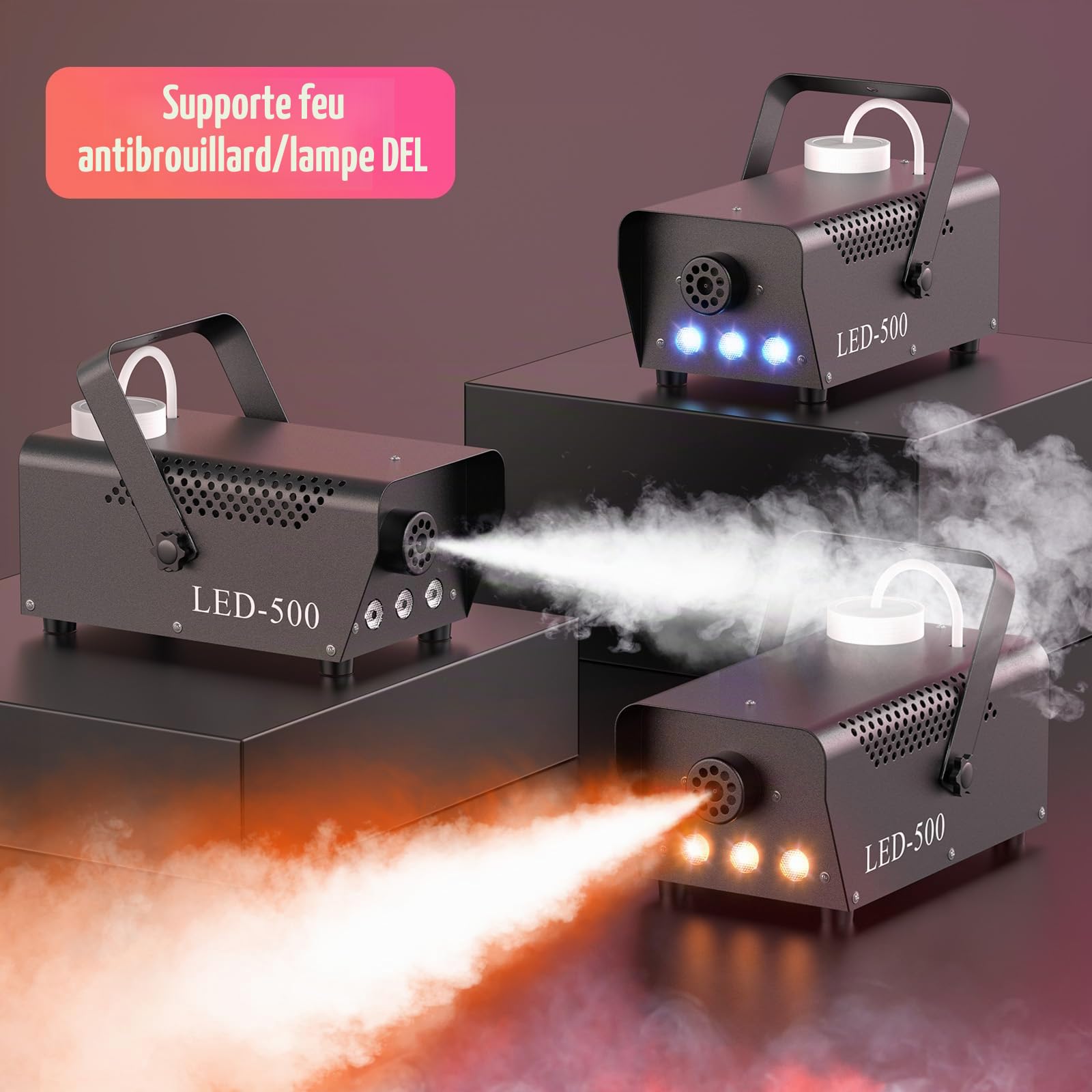 UKing Machine à Fumée 500W Noir LED RGB avec Télécommande Bonne Atmosphère pour Divers Festivals Fête Bar Disco Clubs Mariage Scène