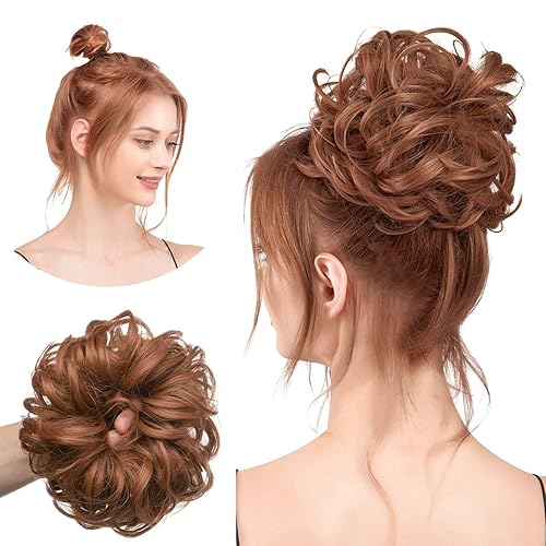 Miniatura 100 de CJL HAIR - Extensión de cabello grueso, ondulado o rizado, sintético, tipo cola de caballo o rodete desordenado, grande, para recoger el cabello