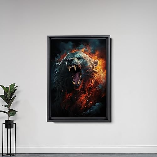 Grizzly Bear Roaring High, Grizzly Bear Art, Grizzly Bear, Grizzly Bear Print On Canvas Wild Nature Wall Art Bear Silhouette Poster Wall, Decor