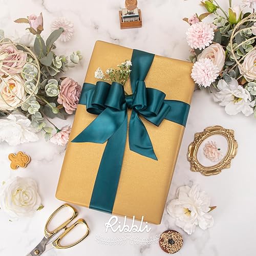 Miniatura 133 de Ribbli - Cinta de satén blanca de doble cara, 1 pulgada x 25 yardas, uso para ramo de lazos, envoltura de regalos, arreglos florales