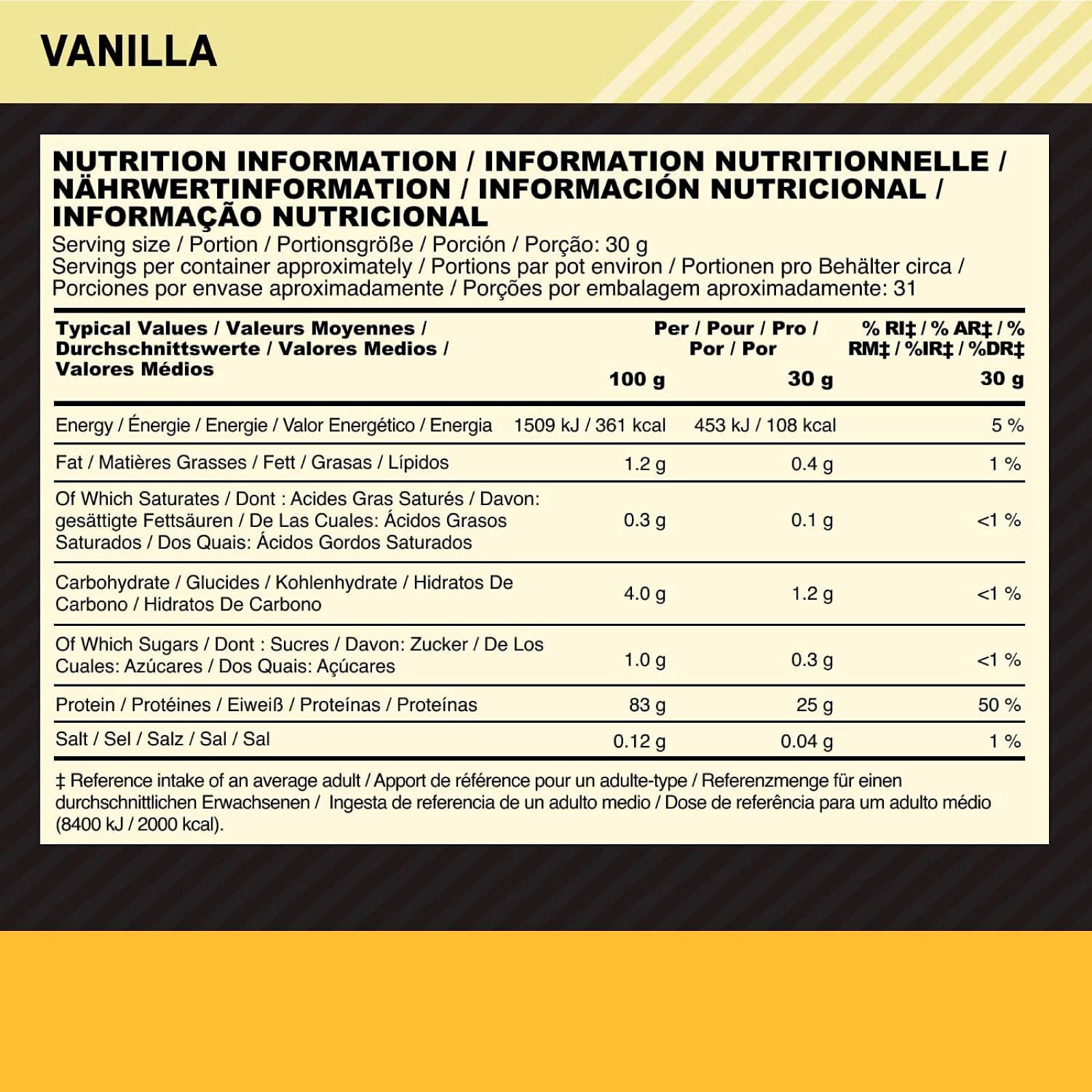 Optimum Nutrition 100% Gold Standard Isolate Proteine Whey in Polvere con BCAA Vaniglia 930g 31 Porzioni + Shaker