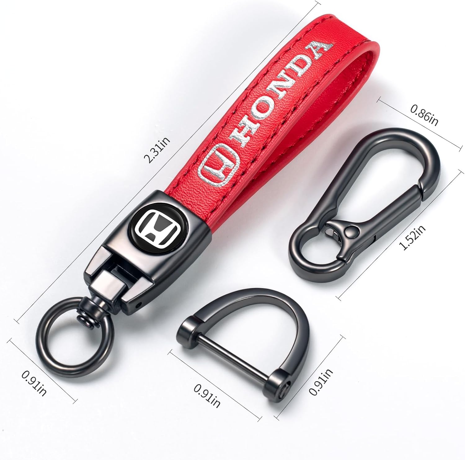 Leather Car Keychain Key Ring for Men and Woean, Key Fob Car Accessories Family Present(red)