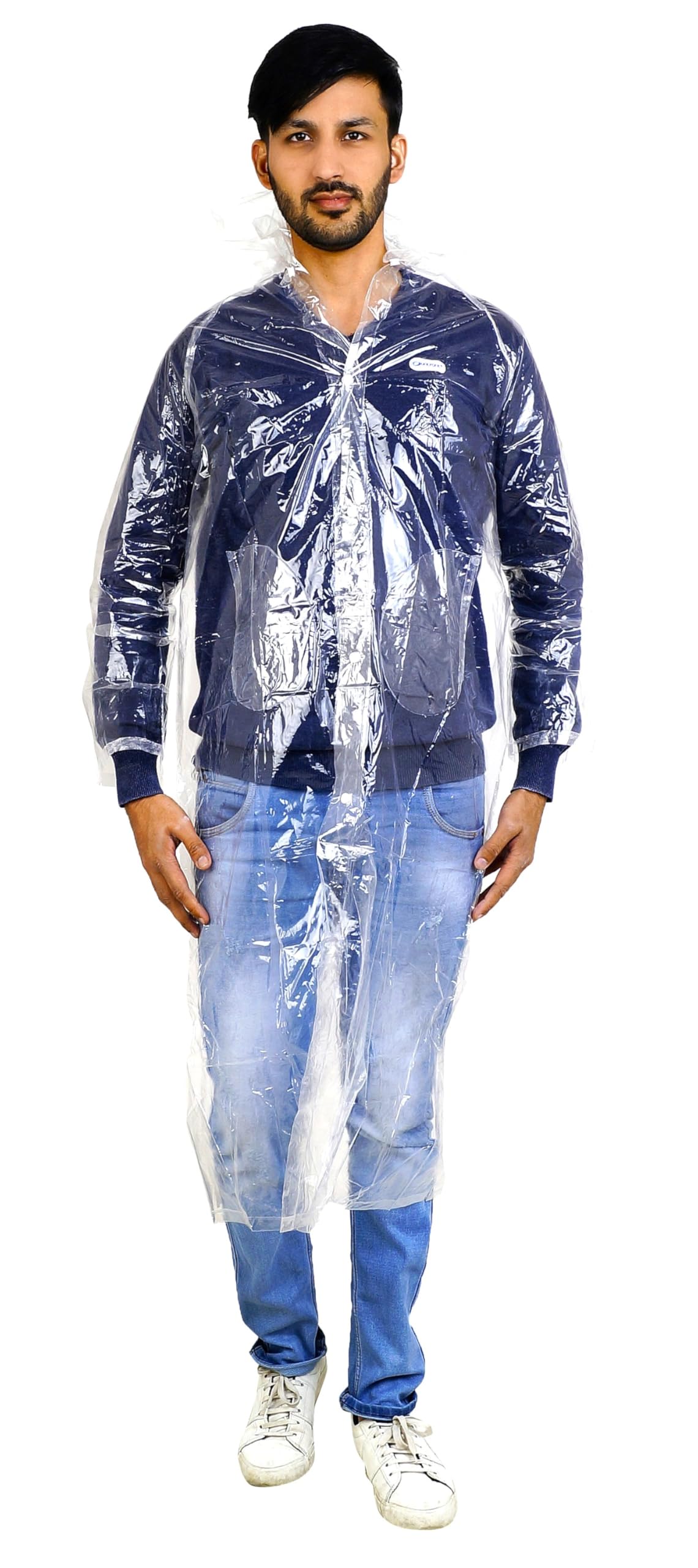 Men's Solid PVC Waterproof Long Raincoat tr-02 (Transparent) (Pack of 1)-image-49