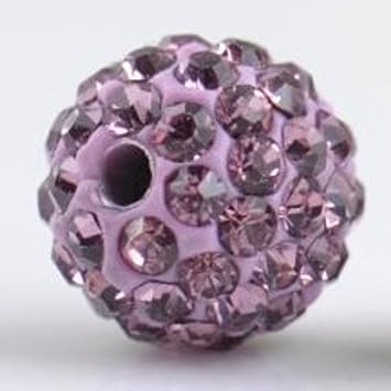 RUBYCA Pave Czech Crystal Disco Ball Clay Beads fit Shamballa Jewelry 20pcs, 8mm, Light Purple