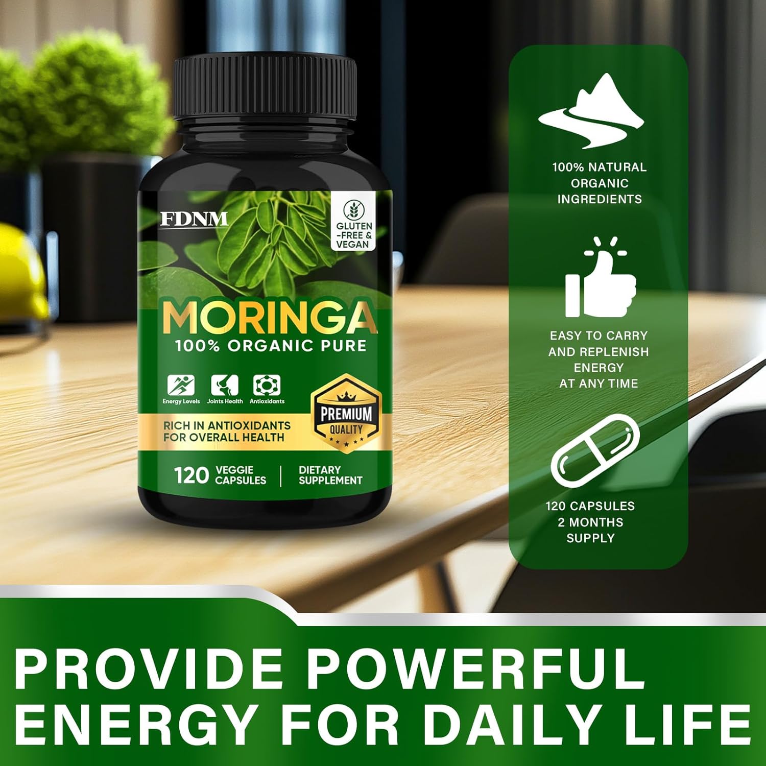 Moringa Capsules, 120 Organic Moringa Capsules, Supplement for Immune Boosting & Gut Health, Antioxidant-Rich, Moringas Pure Capsule Support for Vitality & Daily Energy, Non-GMO, Gluten-Free - Image 8