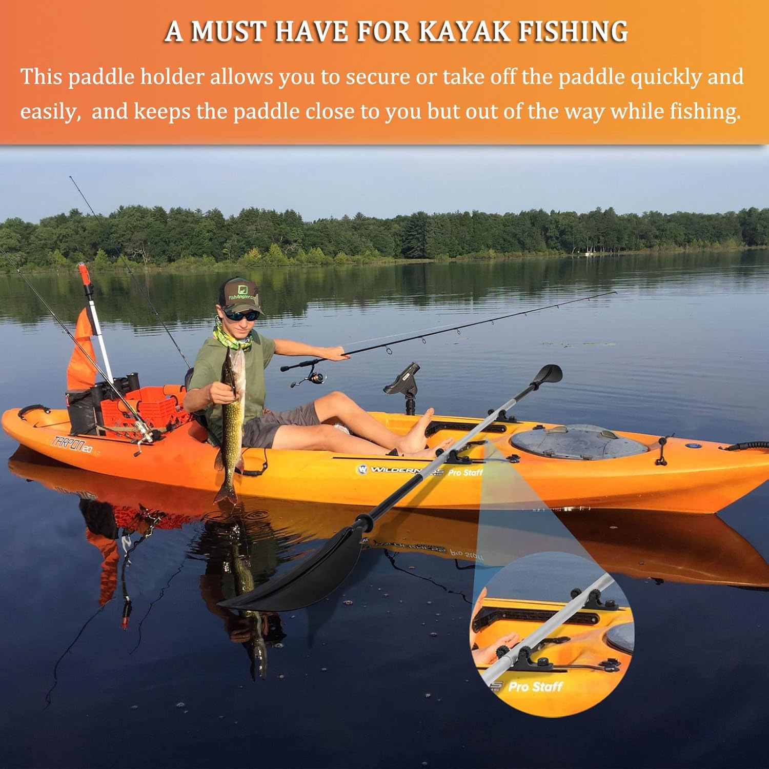 Huntury Kayak Paddle Holder, Kayak Track Mount Accessories, Kayak Oar Holder for Fishing Kayak, Kayak Rail Accessories, Pack of 2 : Sports & Outdoors