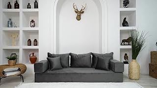 8" Thickness Anthracite Cushions, Reading Nook, Backrest Pillows, Sectional Sofa, Floor Pillows, Bench Cushions (8''+ 8'' Thickness Sofa)