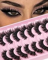 Vista 17 de Pestañas postizas 8D de visón de 0.787 pulgadas, pestañas postizas de volumen grueso, dramáticas, pestañas de ojo de gato, 7 pares de pestañas