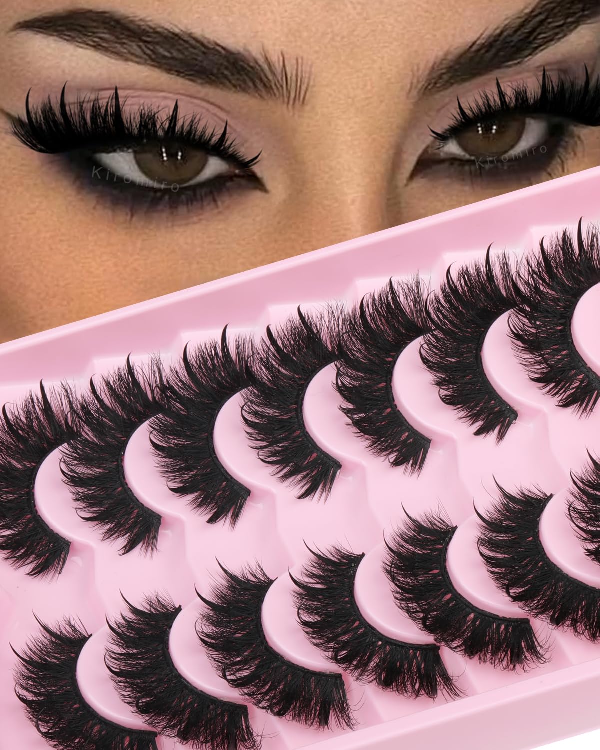 Kiromiro Fluffy Lashes with Spikes Evil Faux Mink Lashes Manga Thick False Eyelashes Dramatic Fake Lashes Cat Eye