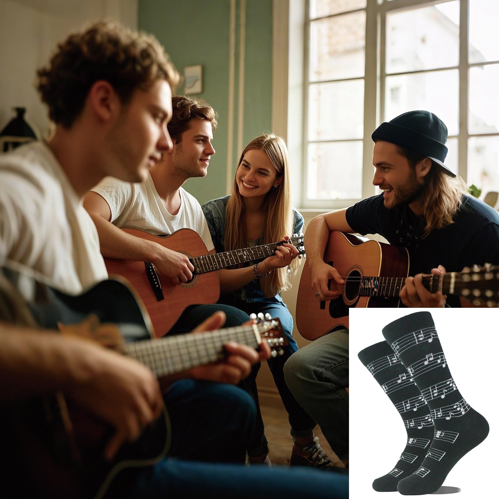 Merchandising - Juego de 5 bolsas de mano, pulseras, llaveros, calcetines y 50 calcomanías, accesorios musicales para músicos