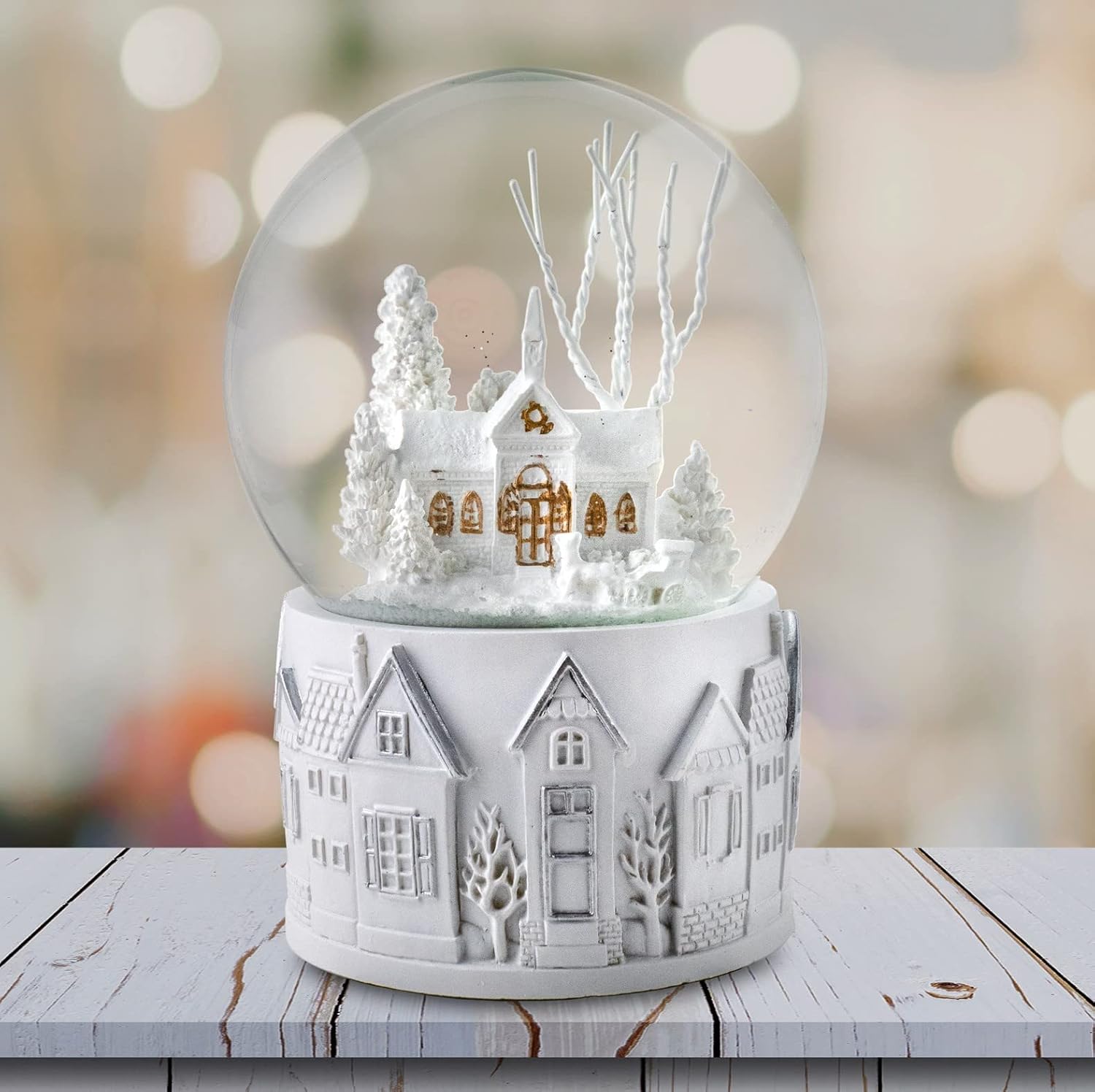 100MM White Christmas Scene Snow Globe by San Francisco Music Box Company - Image 2