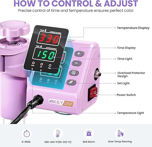 Miniatura 7 de AKEYDIY Máquina de prensa de calor 8 en 1, máquina de sublimación profesional de 12 x 15 pulgadas, impresión de camisas, transferencia de calor,