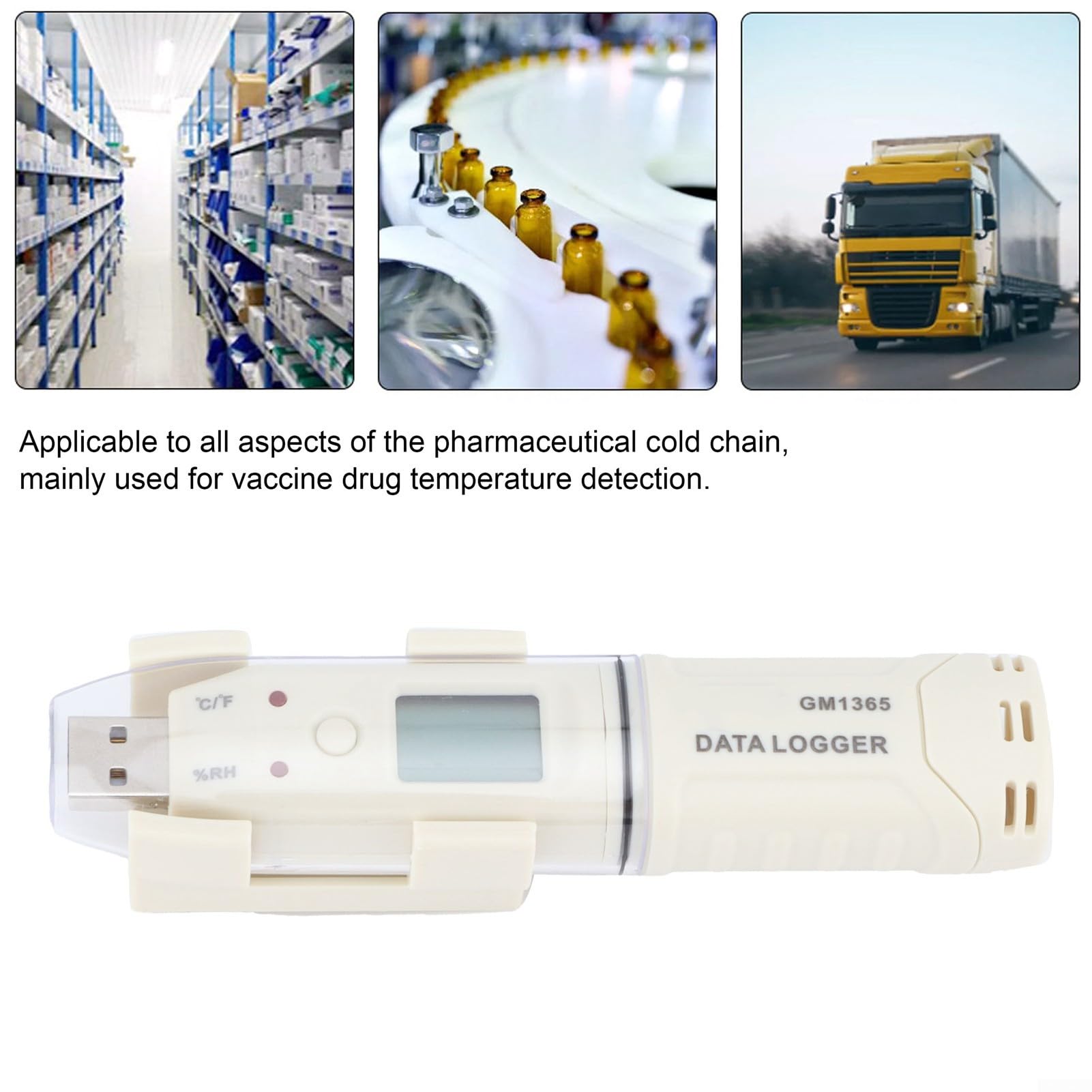 Registratore dati di temperatura e umidità GM1365/GM1366 con interfaccia USB, funzione di allarme e software di analisi per agricoltura, catene di raffreddamento e laboratori (GM1365)