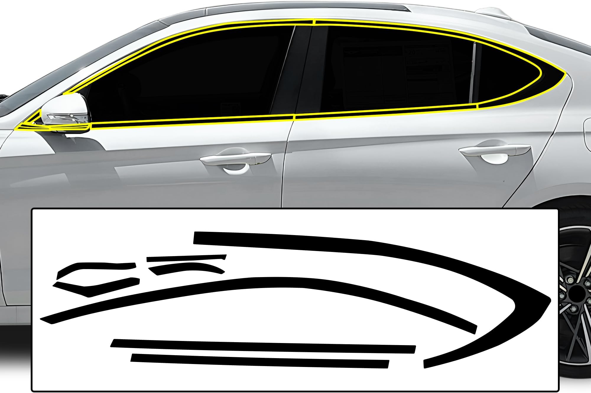 for Genesis G70 2019-2026 Side Window Chrome Delete – Precut Vinyl Trim Overlay, Gloss Black Blackout Appearance