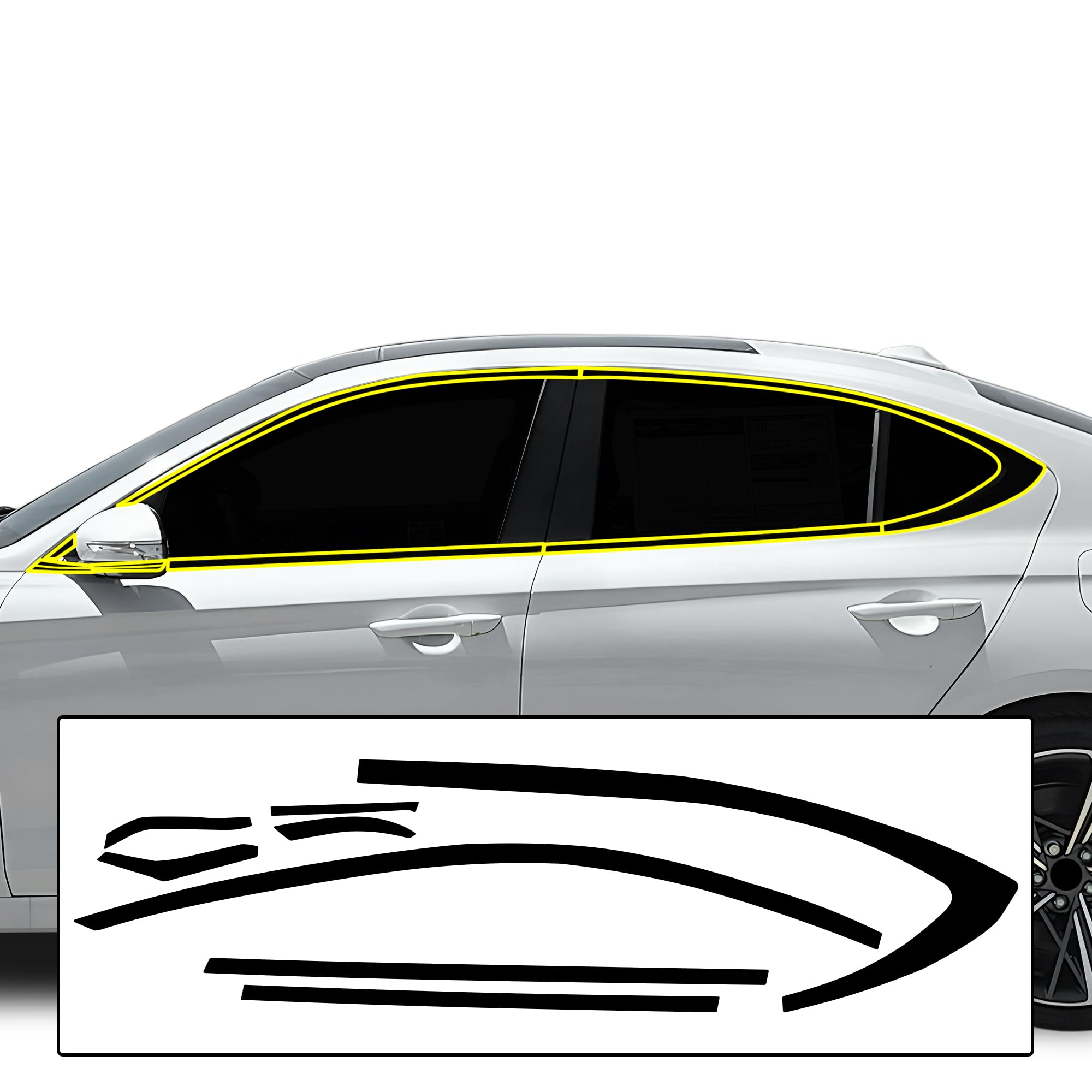 BOGAR TECH DESIGNS Side Window Chrome Delete Overlay Film Compatible with Genesis G70 2019-2025, Gloss Black