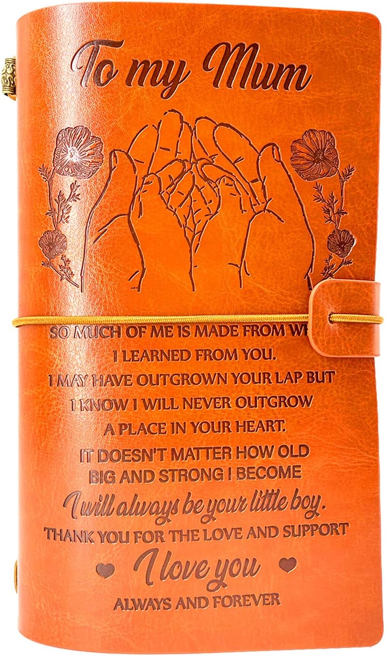 OMNIQI Mothers Day Gifts for Mum from Son, Leather Journal Birthday