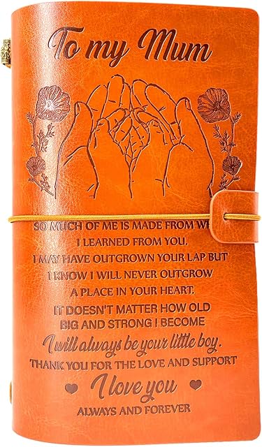 OMNIQI Mothers Day Gifts for Mum from Son, Leather Journal Birthday Gifts for Mum, Personalised Diary Notebook Christmas Gifts for Mum, 40th 50th Mum Birthday Gifts, Presents for mum