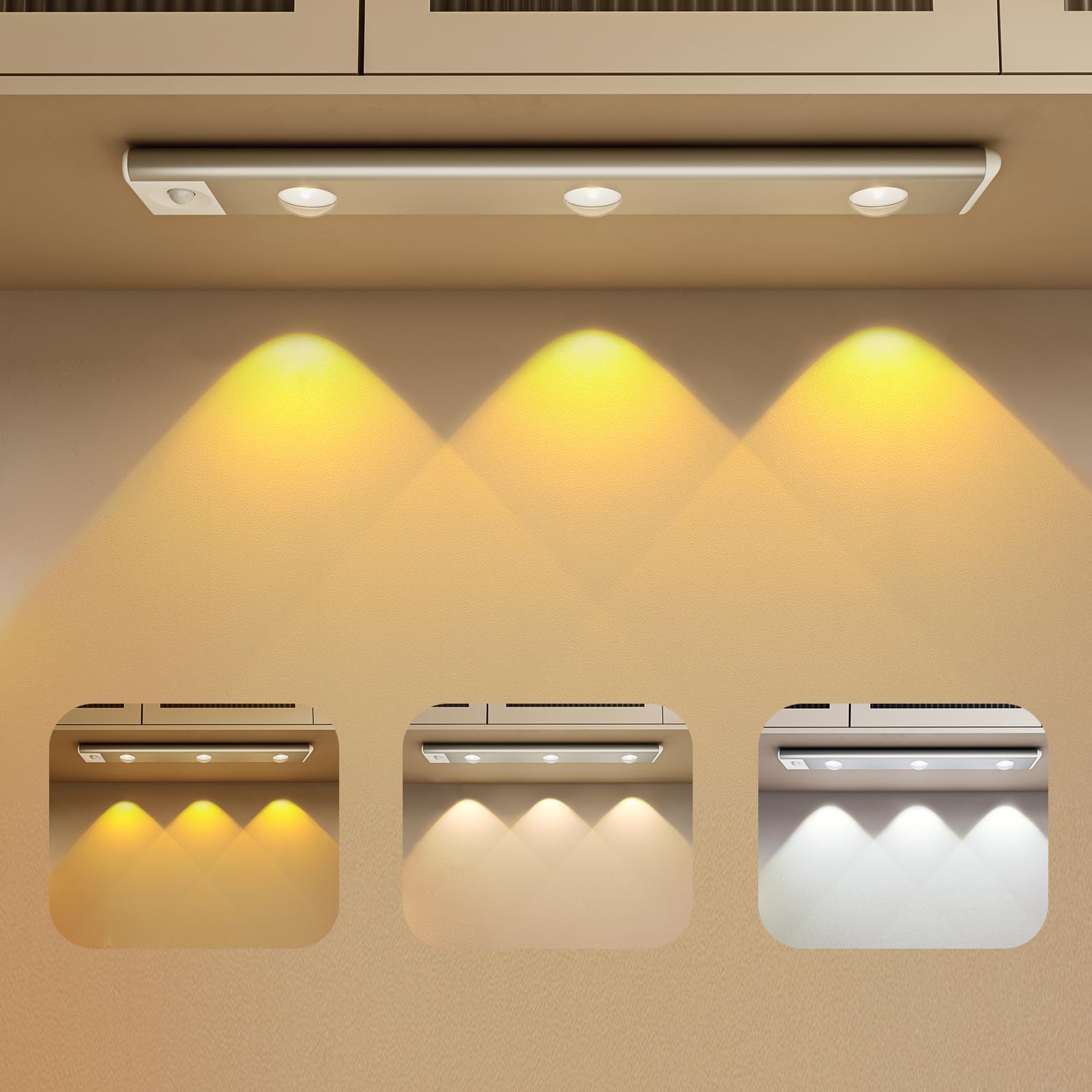 Wayrank Luce Sottopensile LED, 30CM Dimmerabile Luce Armadio con Rilevatore di Movimento per Sottopensile, Corridoio Cucina - 1 Pack