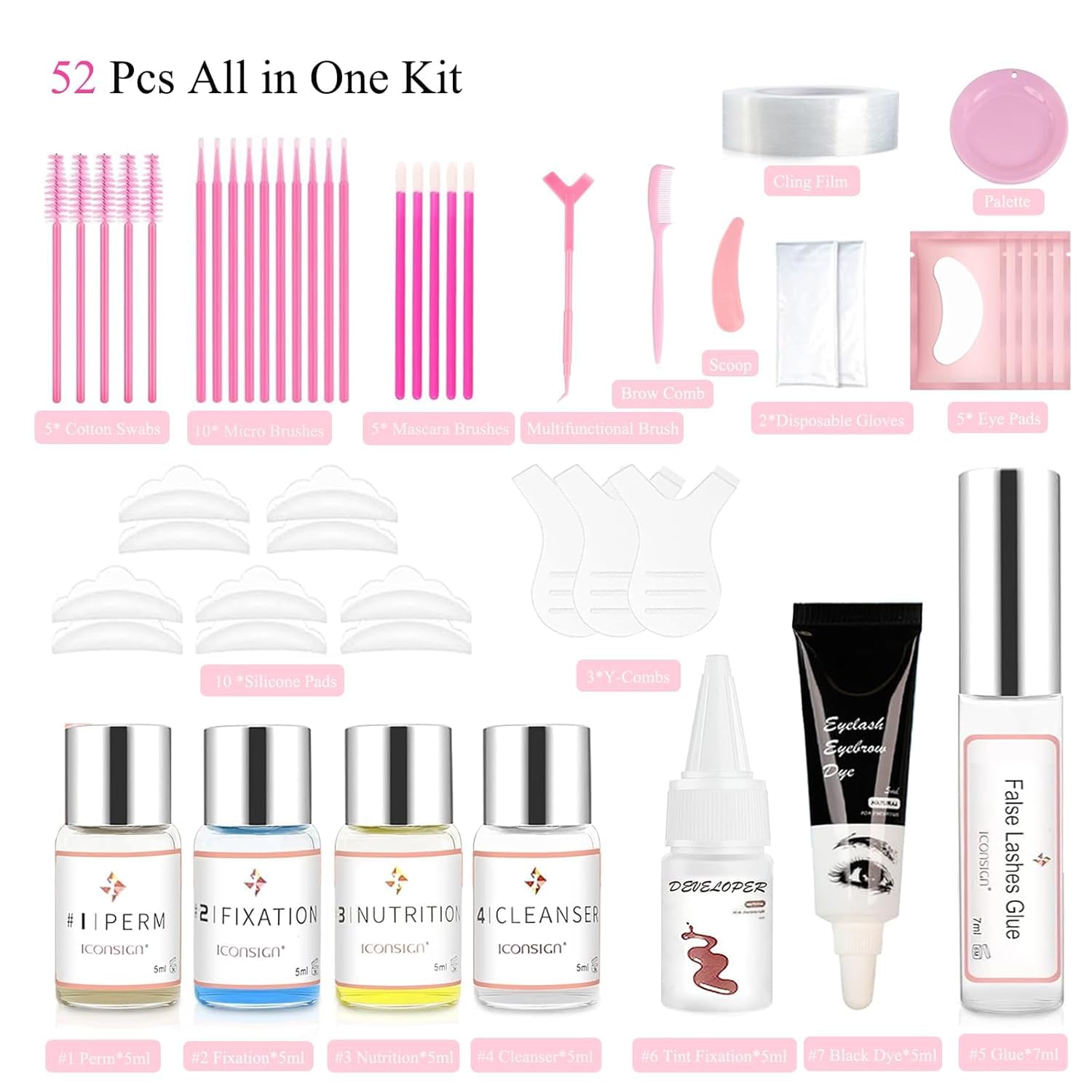 Rehaussement de Cils, Aikvigss Rehaussement Cils avec Teinture kit 4 en 1 Teinture et Lifting Professionnel et Sourcils,Lifting Rapide et Cils Volumineux,Sûr et Efficace