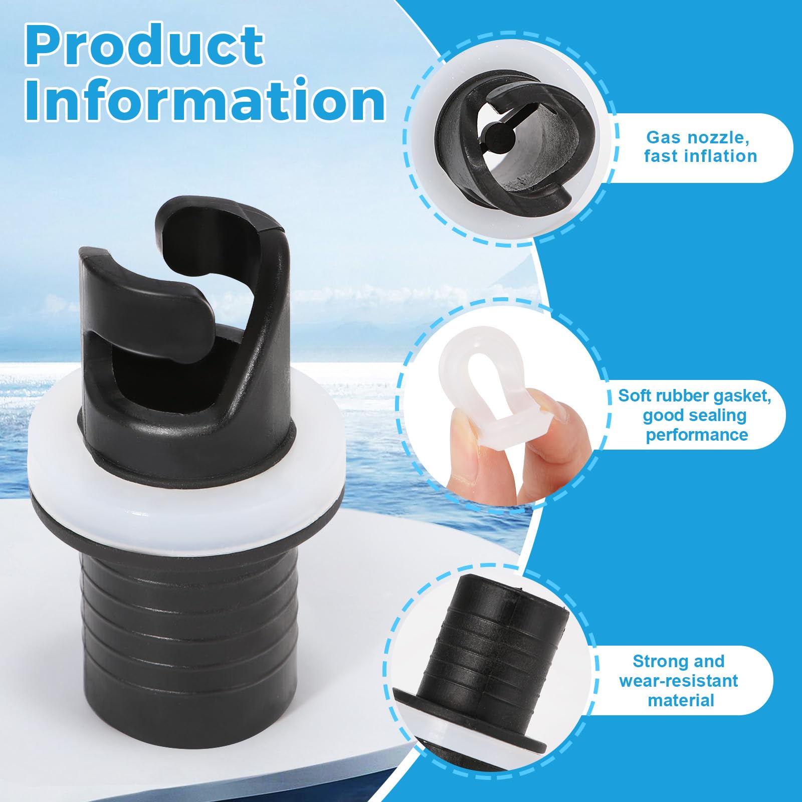 Adaptador de Válvula para Bote Inflable, Negro, Adaptador de Manguera de Bomba de Pie