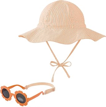 Zando UPF 50+ Wide Brim Baby Sun Hat with Sunglasses Infant Bucket Hat