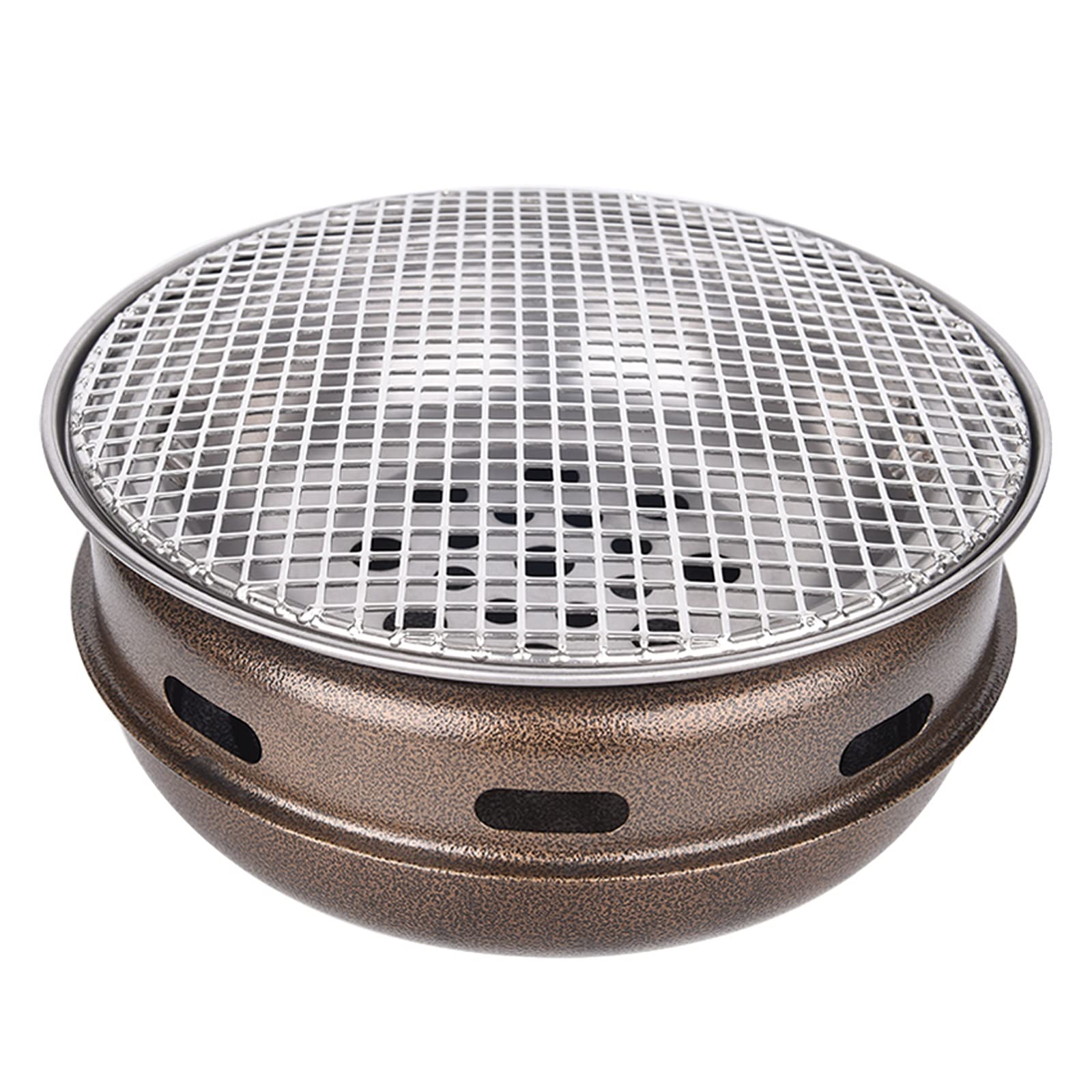 Hong Yi Fei-ShopMultifunctional Charcoal Barbecue Grill Round Household Tabletop BBQ Grill Metallic Iron ​Portable Camping Grill Stove ，11.0"×11.0"×4.9"