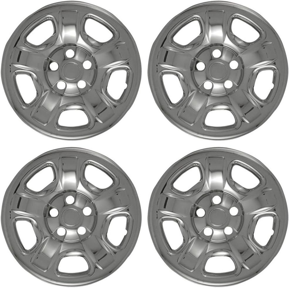 OxGord Set of 4 16 inch Chrome ABS Wheel Skins Impostors Wheel Covers Compatible with 2002-2007 Jeep Liberty Wheels- Auto Tire Replacement Cap Cover