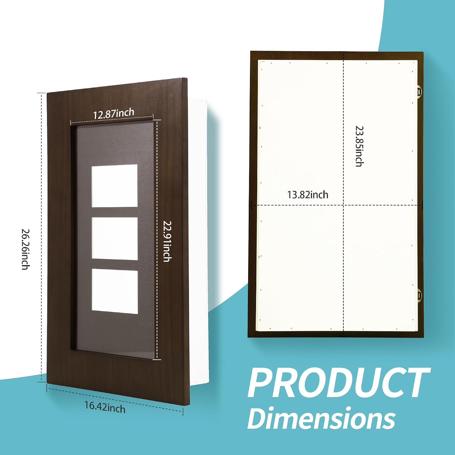 Concealed Medicine Cabinet 14×24 Recessed, Picture Frame Medicine Cabinet, Farmhouse Espresso Wood Frame, 3 Shelves, 100% Handmade, Fully Assembled Wall Niche Insert For Bathroom, Bedroom and Hallway
