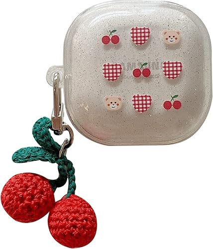 Funda prémium con colgante de oso de cereza para Samsung Galaxy Buds 2/Pro (2021) y Buds Live (2020)