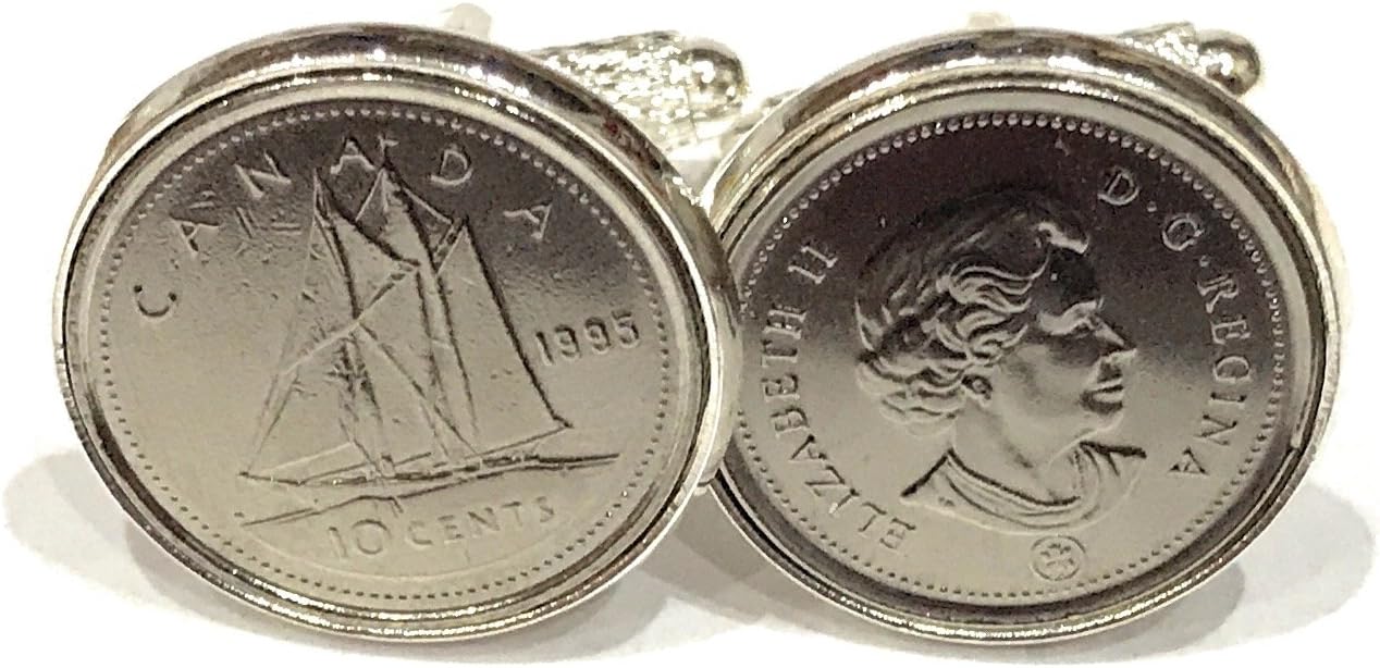 1995 30th Birthday/Anniversary Canadian Dime Cufflinks - Canadian dime cufflinks from 1995 for a 30th