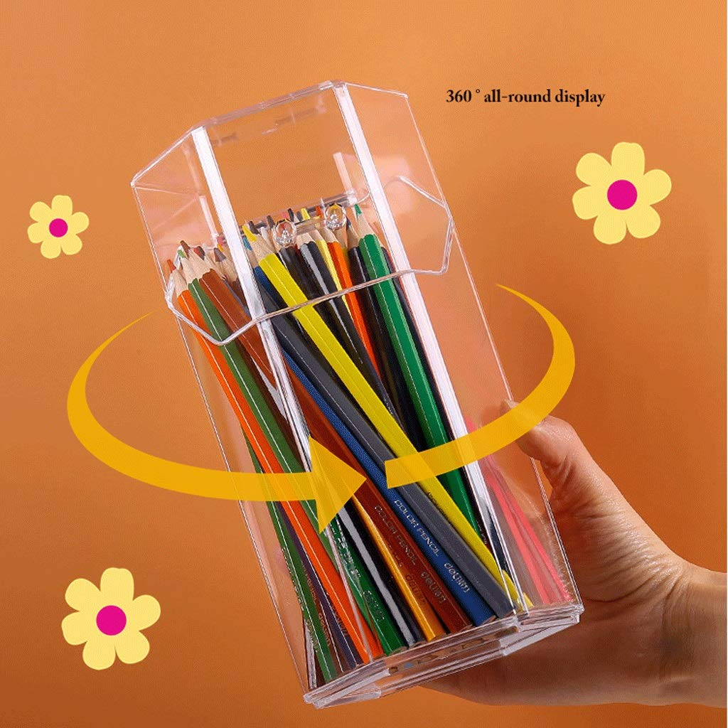Neikafan Acryl pennenhouder, transparant, vierkante pennenhouder, 3 vakken, pennenbeker, penseelhouder, pennenbak, organizer, doorzichtige pennenkoker, penhouder, kantoorartikelen voor kinderen
