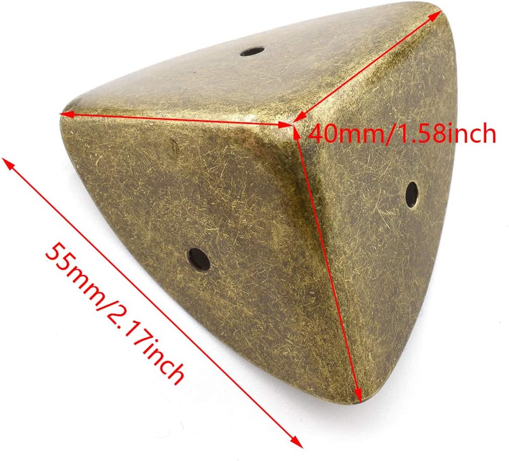 SDTC Tech 4-Pack Zinc Alloy Triangle Corner Protectors 1.58" (40mm) Metal Decorative Edge Guard Safety Cover for Table Suitcase Cabinet Trunk Toolbox