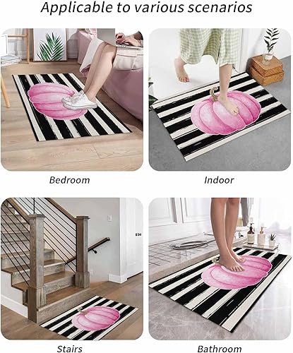 Miniatura 6 de Tapete para puerta delantera, antideslizante, absorbente, para entrada, para interiores y exteriores, tapete pequeño para otoño, Acción de Gracias,