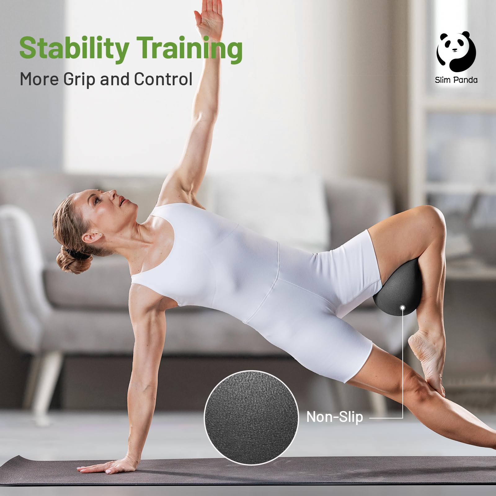 Slim Panda Palla Pilates Piccola,23-25cm Anti Scoppio Antiscivolo Palla Ginnastica con Cannuccia Gonfiabile,Soft PVC Palla daYoga per Fitness
