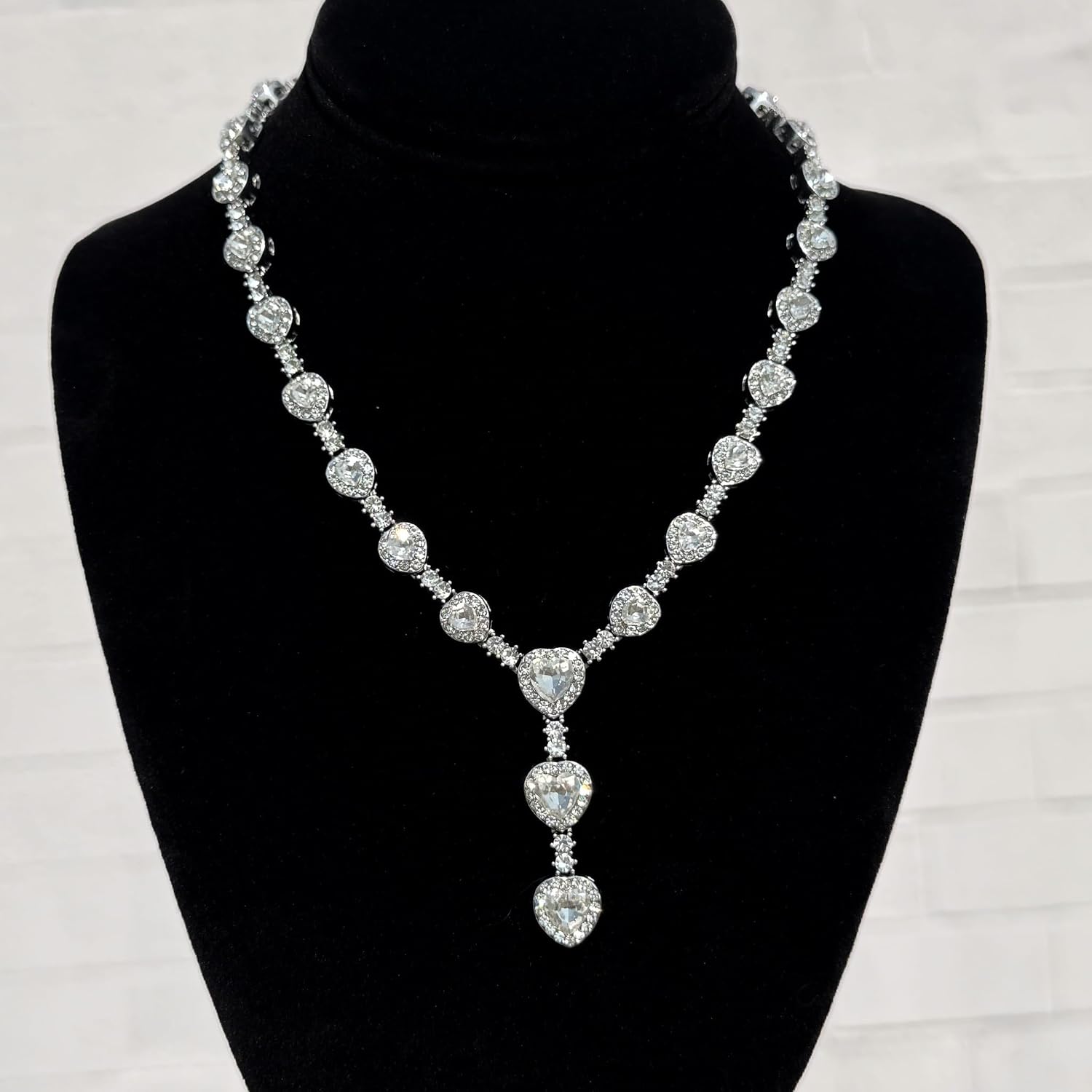 Women’s Fully Iced Out Lariat Necklace – 18" Adjustable Hip Hop Tennis Chain with Simulated Diamonds, Fashion Jewelry Gift