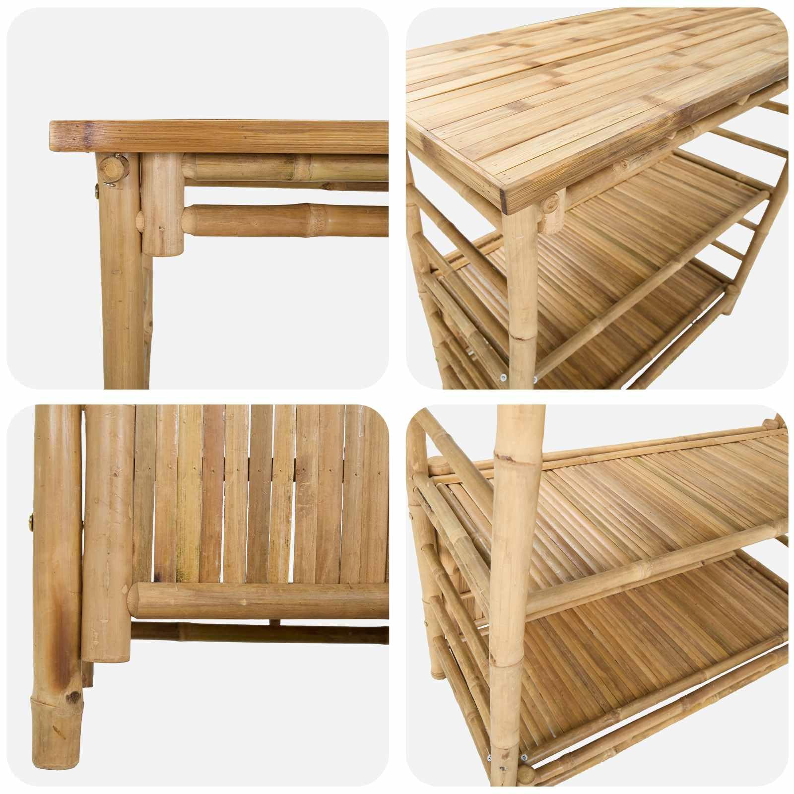 vidaXL Table de bar extérieure Naturel 110 x 50 x 105 cm Bambou, Table de bar tendance, résistante, pour l'extérieur, parfaite pour soirées d’été, jardin, déco écolo et minimaliste