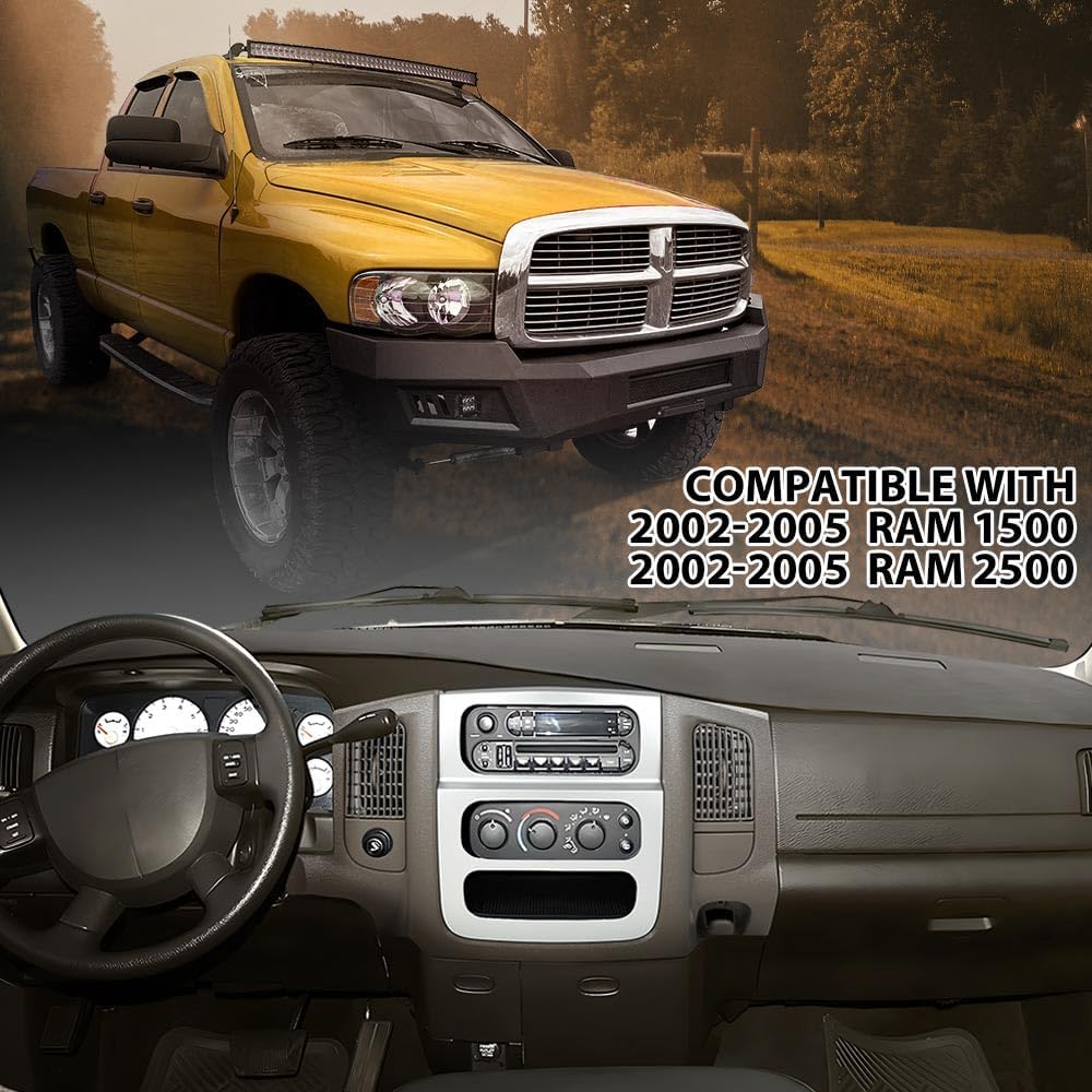 Center Dash Radio Bezel Trim, Fit Dodge Ram 1500 2002-2005/2500 3500 2003 2004 2005, Radio Panel Instrusment Dashboard Cover, Beige