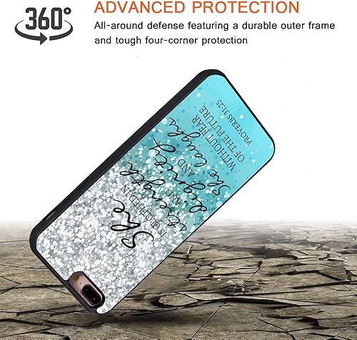 Miniatura 2 de Funda para iPhone 7 Plus, iPhone 8 Plus, citas con purpurina azul, versículo bíblico Proverbios 3125, diseño delgado, resistente a los impactos,