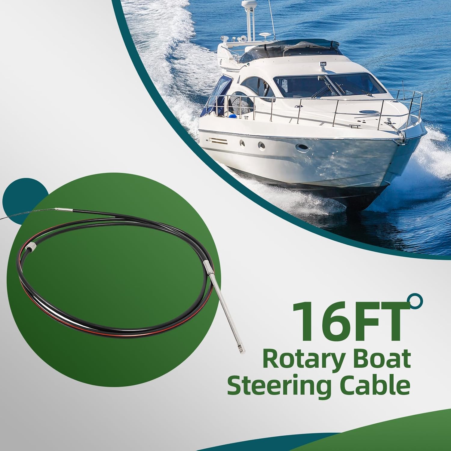 ssc6210 ssc6215 10ft 12ft 14ft 15ft rotary boat steering cable 16ft 17ft 18ft compatible with m66x14 m66x16
