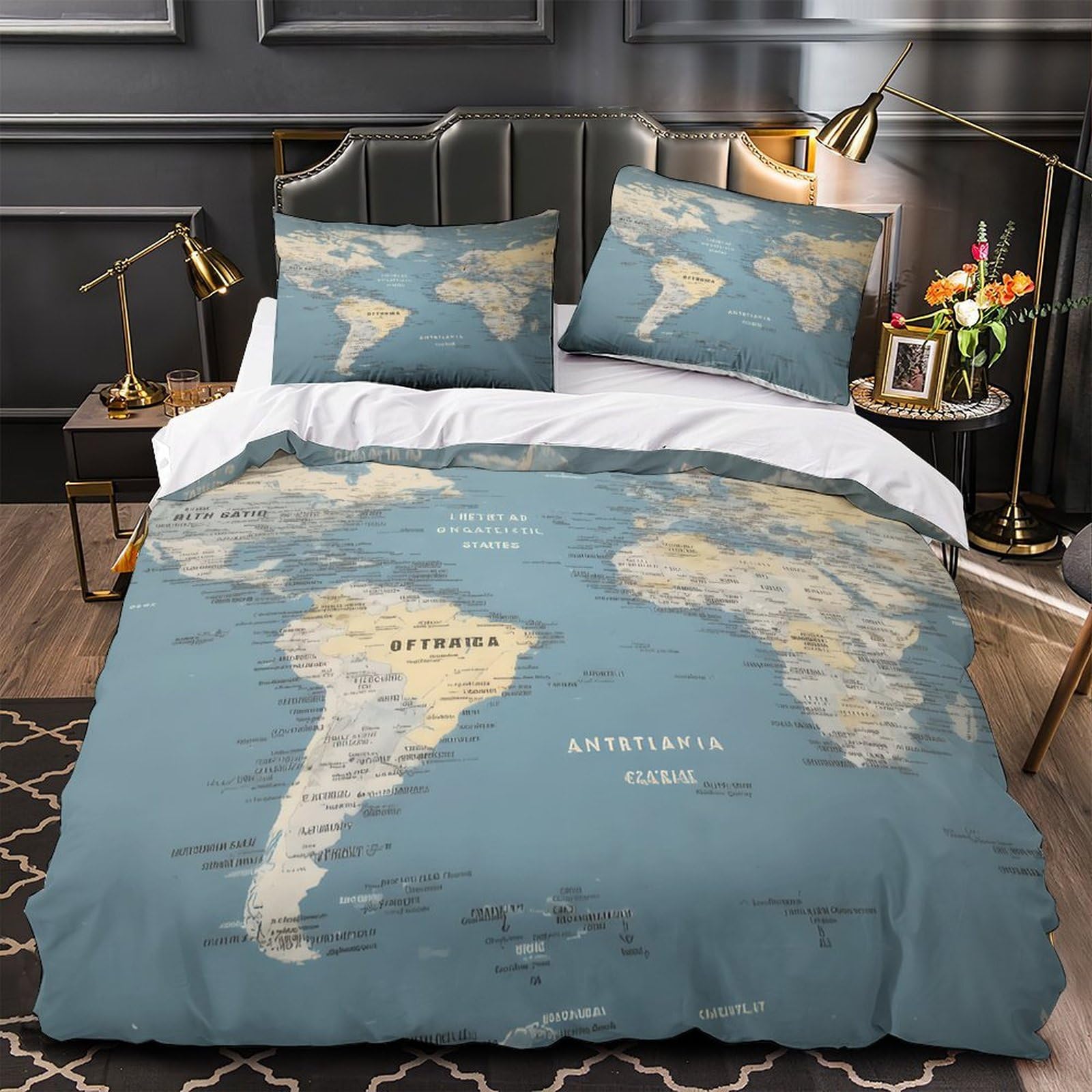 Parure de lit carte du monde enfant et adulte pour une chambre évasion