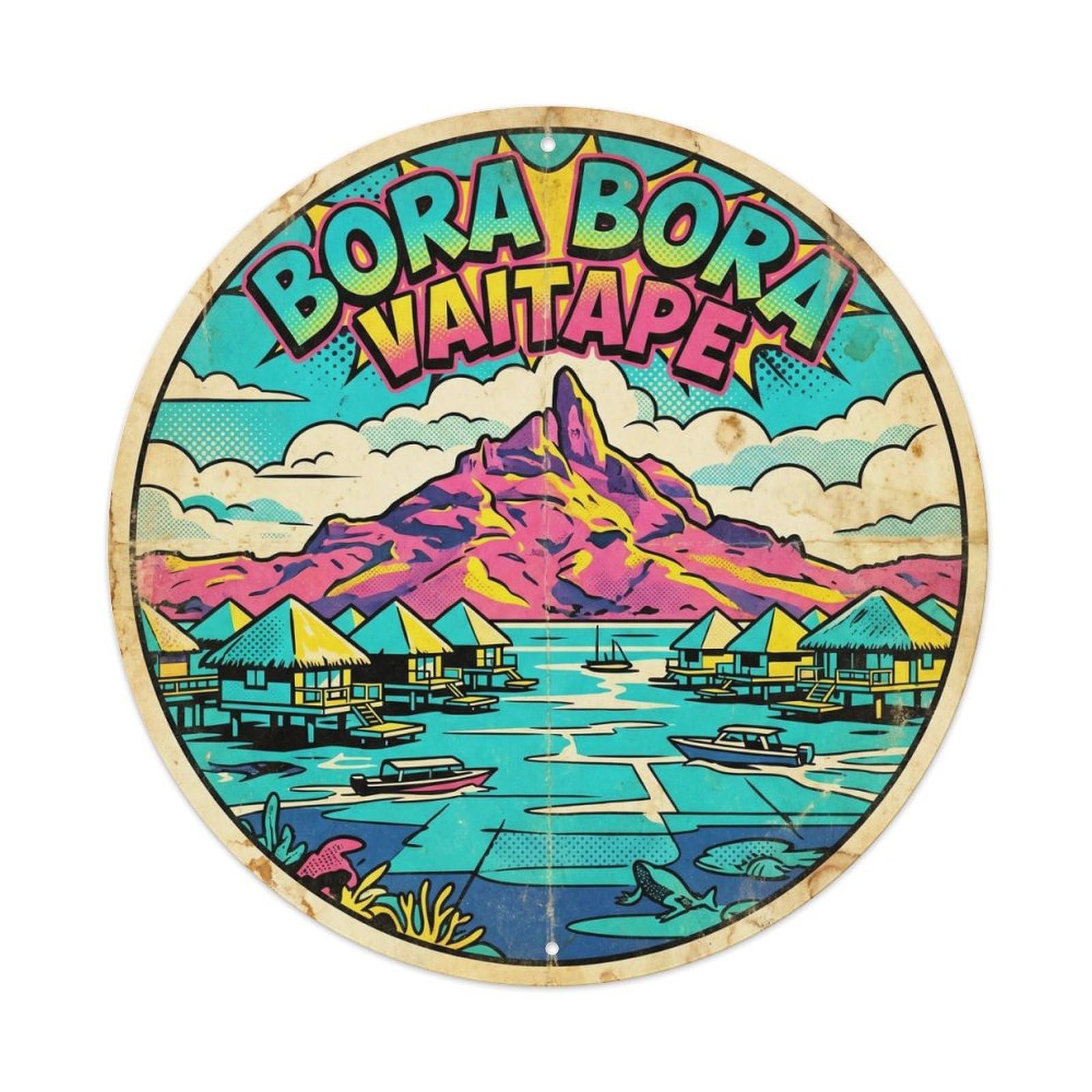 Bora Waitape South Pacific Comic Color Travel Metal Tin Sign