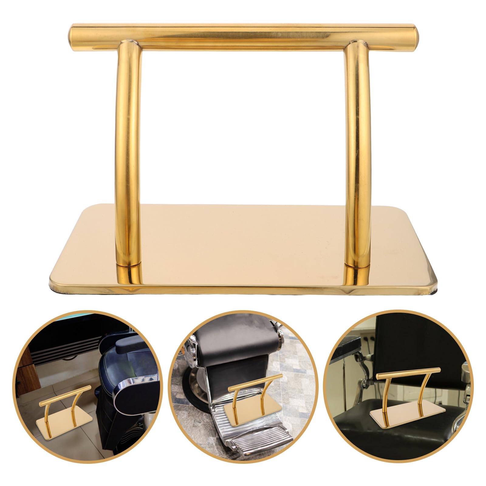 SHINEOFI Reposapiés de Repuesto para Silla de Peluquería Reposapiés para Silla de Salón Metal Dorado Fácil Instalación Uso Profesional