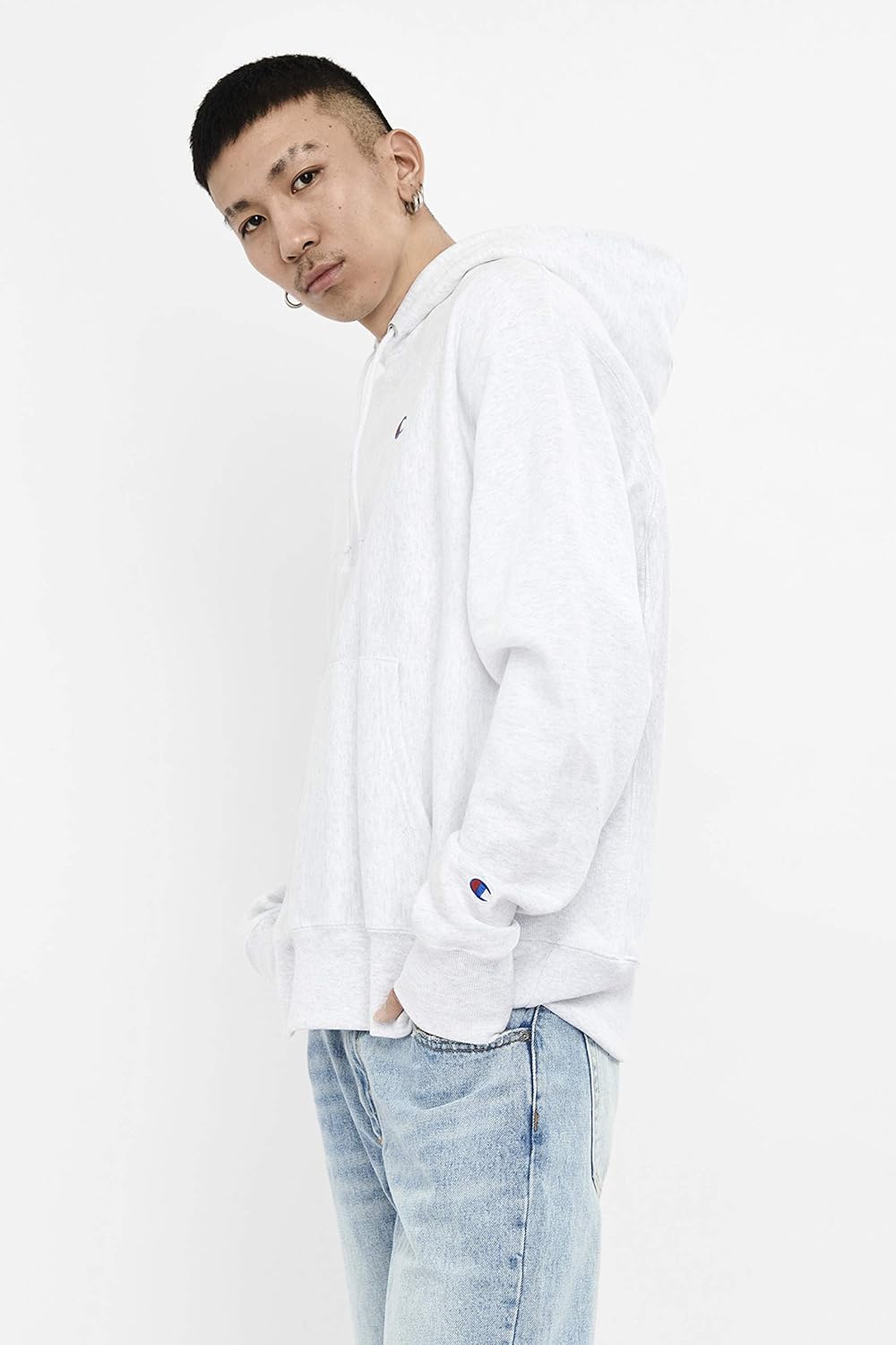 Champion mens Reverse Weave Pullover, Left Chest CHooded Sweatshirt - Image 4