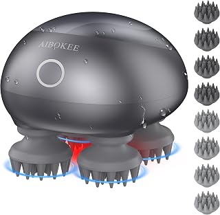 Electric Scalp Massager, Portable Head Stress Relax,IPX7 Waterproof Rechargeable Head Massager Scalp Stress Relax, Body for Deep Cleansing, Relief, Hair Growth (Gray)
