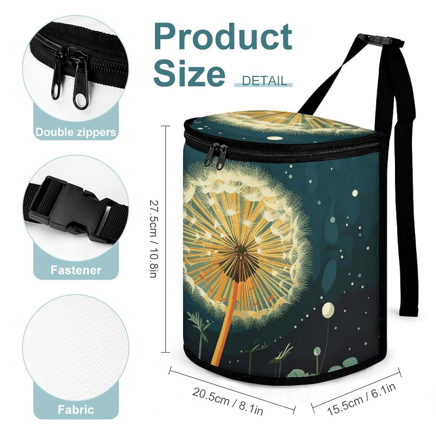 Hanging Car Trash Bag Dandelions at Night Printed Car Garbage Storage Bag Leakproof Car Trash Can Portable Garbage Storage Bags