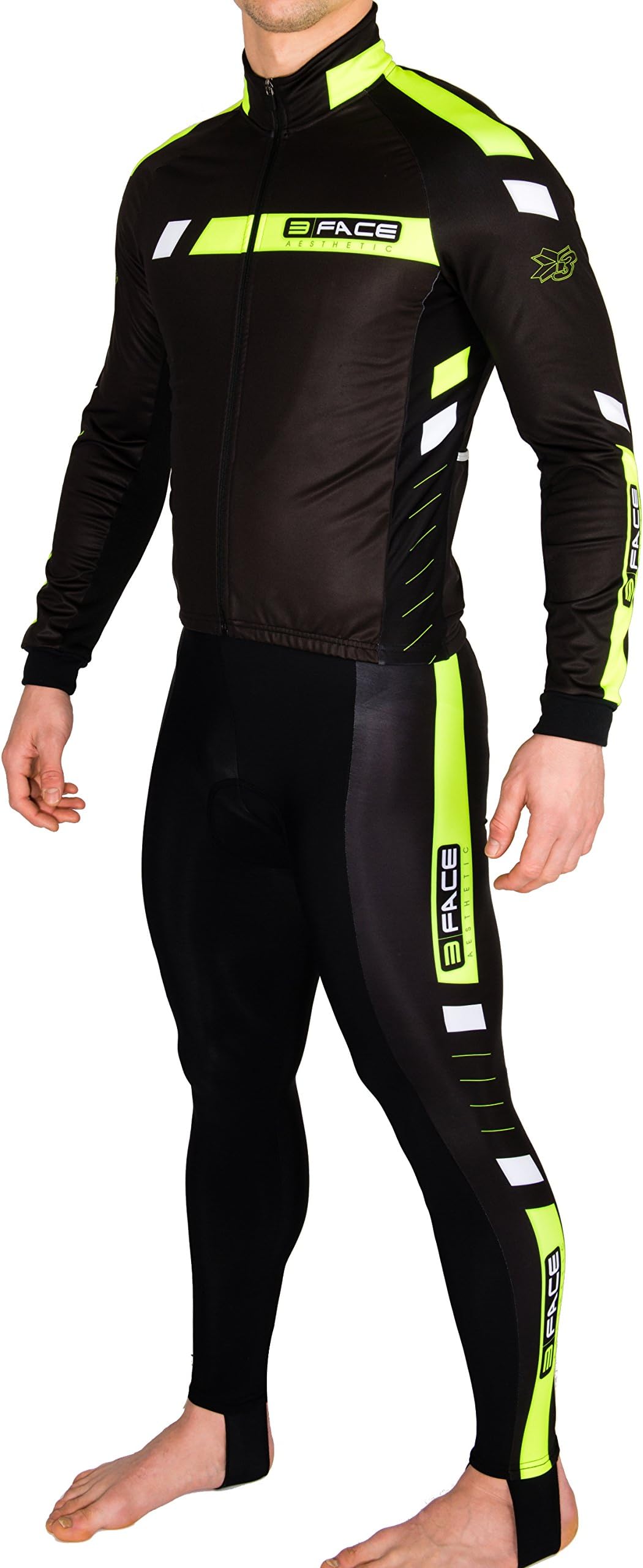 ThreefaceWinter cycling suit jacket + tights windstopper waterproof with pad mtb clothing Flux